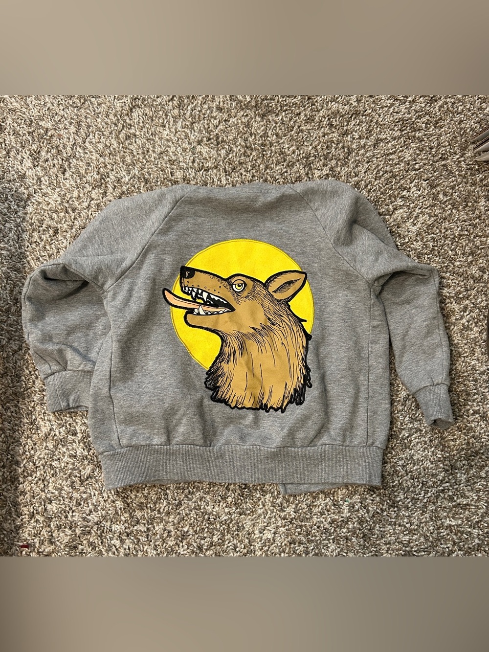Mini Rodini button up sweatshirt cardigan with wolf print on back